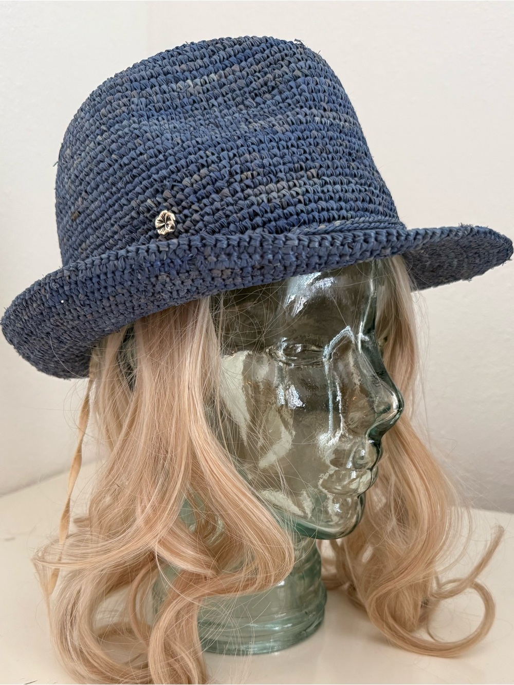 NWOT  Unisex Tommy Bahama Navy Woven blue raffia  Fedora Hat